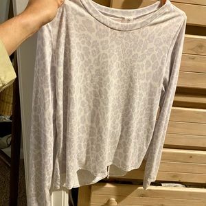 Altar’d State Leopard Long Sleeve Open Back Athleisure Top